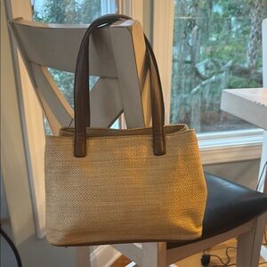 Vintage GH Bass & Co Tan Woven Handbag Boho Shoulder Purse